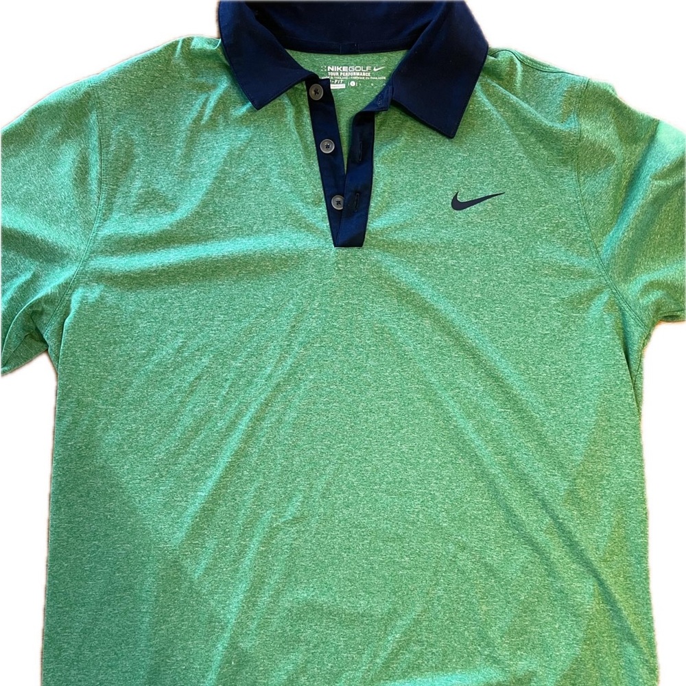 Nike Golf Polo- Green & Navy- Size Large- Good Condition